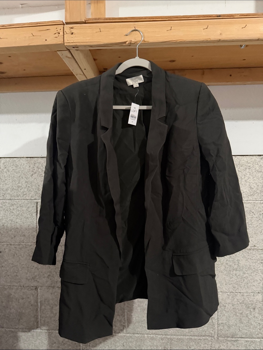 LOFT Black Open-Front Relaxed Blazer
